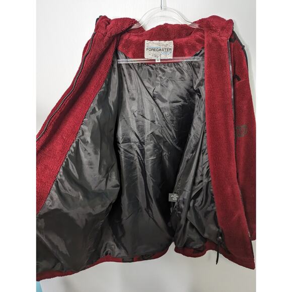 Vintage 90's Forecaster Plush Fleece Mid Length Jacket Red Geometric Print M - Picture 6 of 11